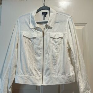 Linen Blend Women's White Jacket Large
